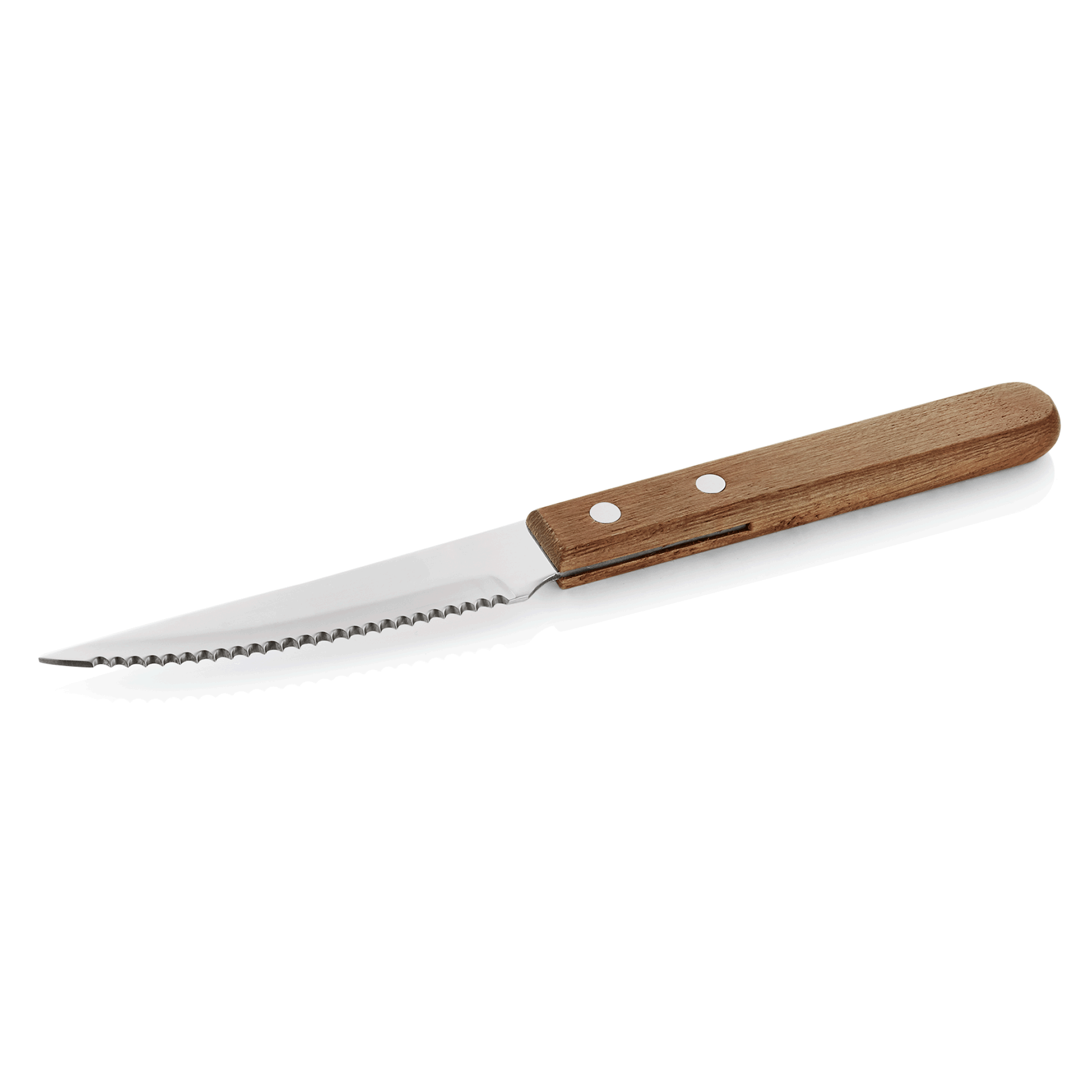 WAS Steakmesser Set mit Kiefernholzgriff, 21 cm, Set á 12 Stück, Holz, Edelstahl