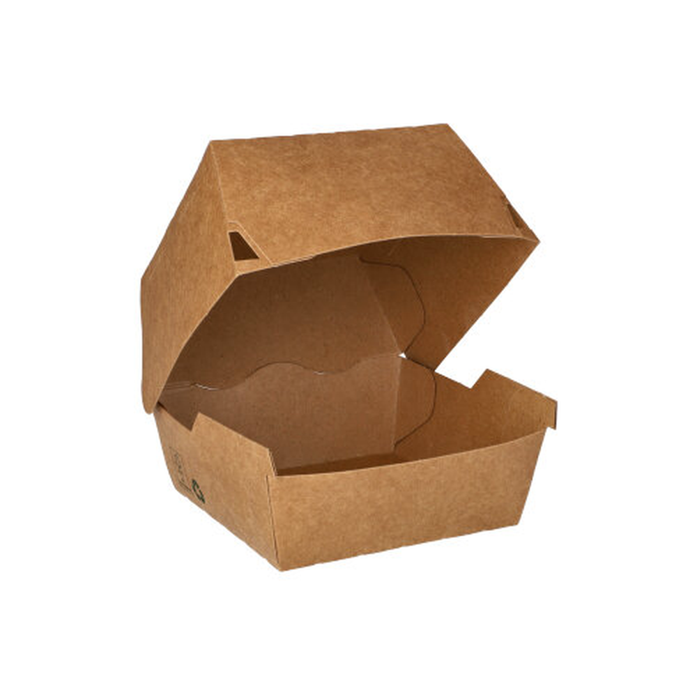 Papstar Burgerboxen, Pappe 7,8 cm x 9 cm x 9 cm braun "100% Fair"
