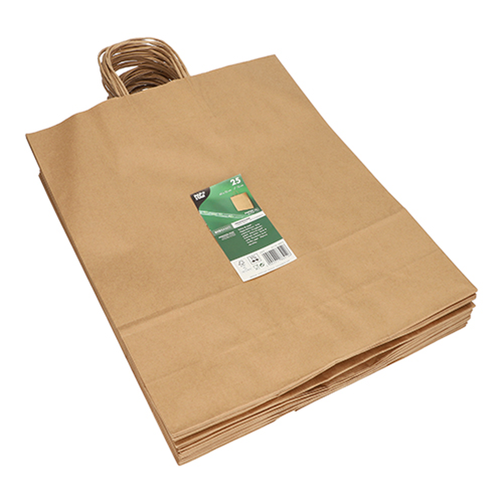 PAPSTAR Tragetaschen, Papier 40 cm x 32 cm x 12 cm braun mit gedrehtem Trageg