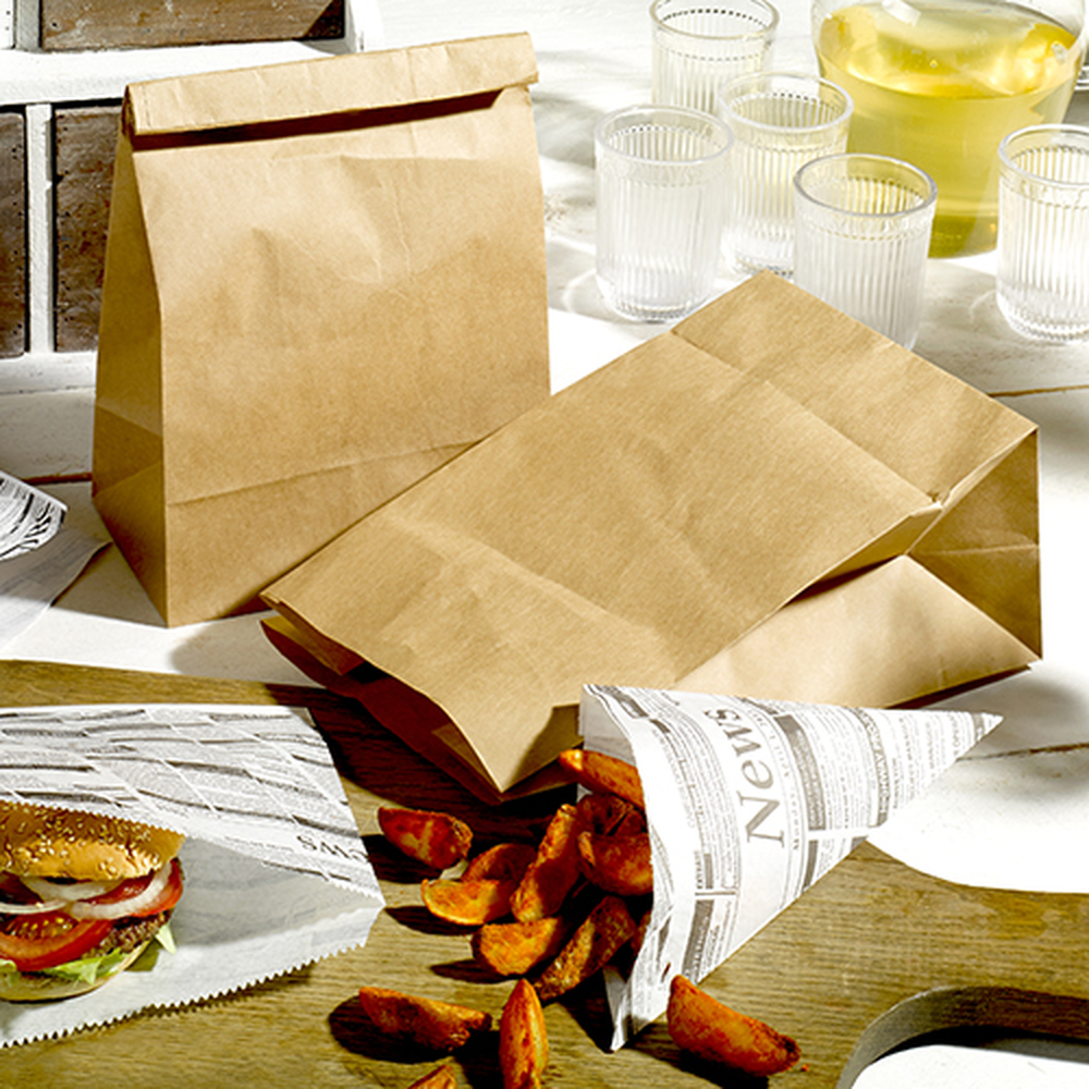 Papstar Blockbodenbeutel, Kraftpapier 22 cm x 18,5 cm x 9,7 cm braun