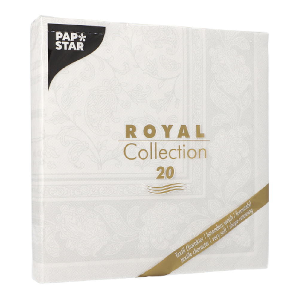 Papstar Servietten "ROYAL Collection" 1/4-Falz 40 cm x 40 cm weiss "Ornaments"