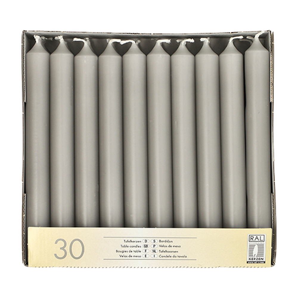 Papstar Tafelkerzen Ø 2,1 cm · 19,6 cm grau