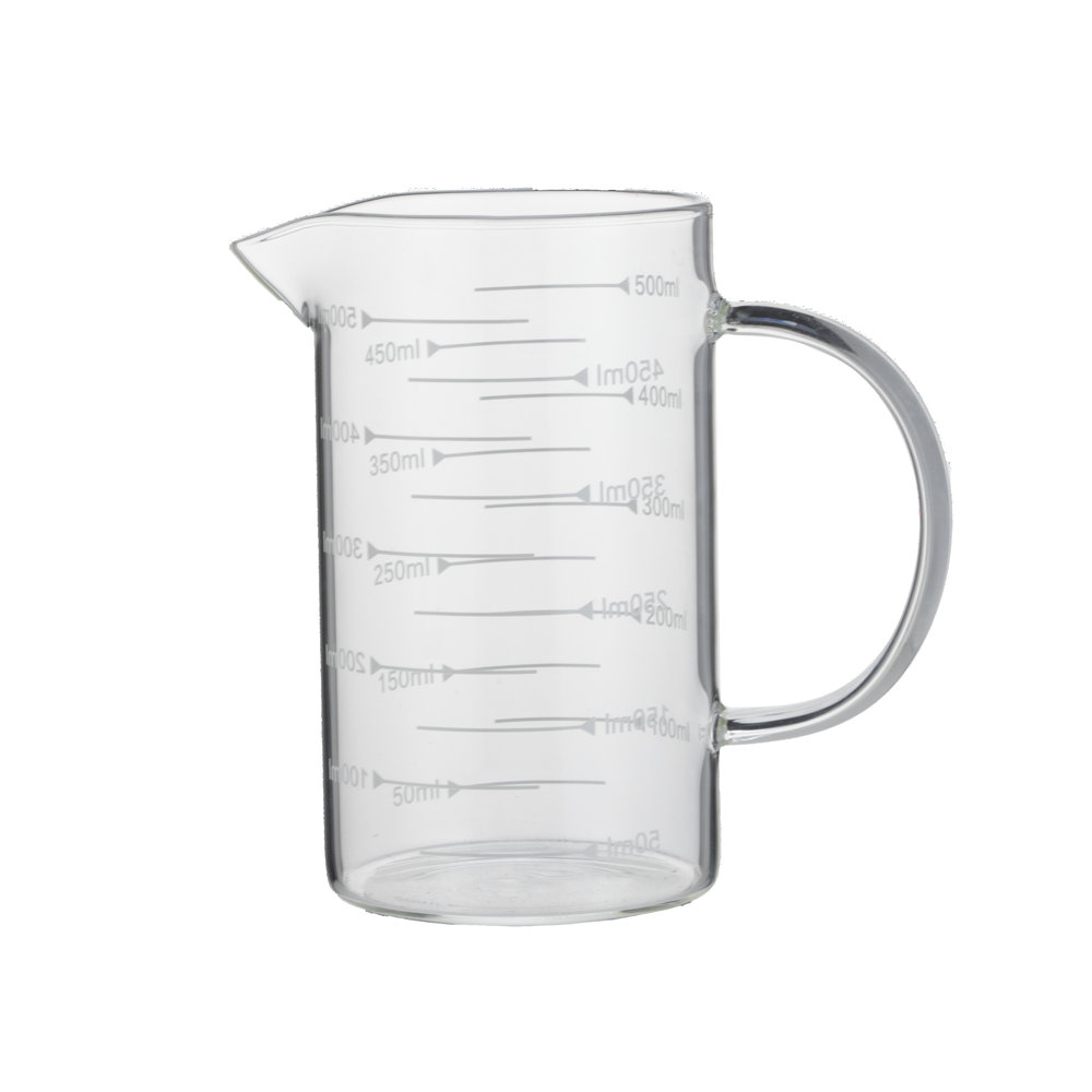 WAS Messbecher, Ø 8 cm, 0,5 ltr., mit 50 ml Skalierung, Borosilikatglas