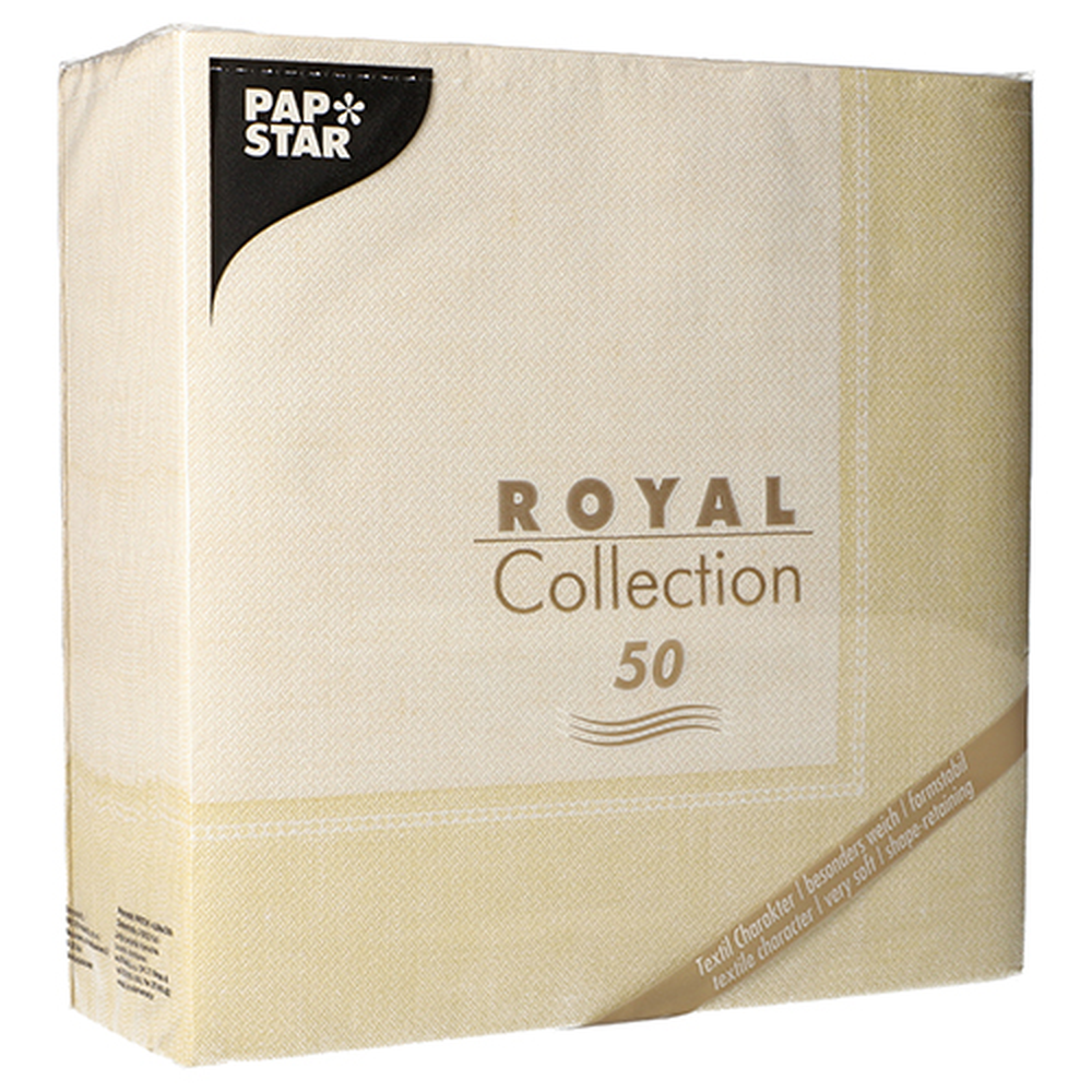 Papstar Servietten "ROYAL Collection" 1/4-Falz 40 cm x 40 cm champagner "Linum"