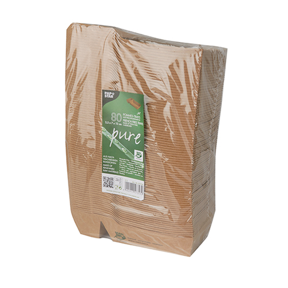 PAPSTAR Pommes-Frites-Trays, Pappe pure 2-geteilt 3,5 cm x 7 cm x 16,3 cm b