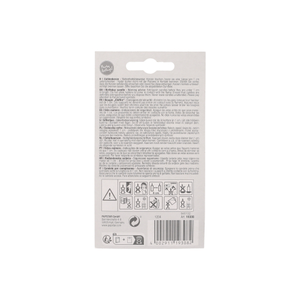 Papstar Zahlenkerze 7,3 cm weiss "8" mit rotem Rand