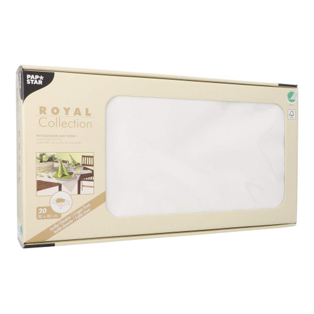 Papstar Mitteldecken, Tissue "ROYAL Collection" 80 cm x 80 cm weiss