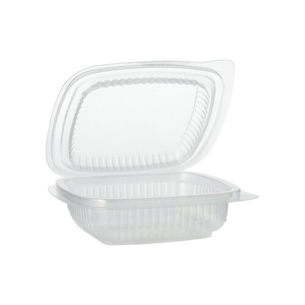 PAPSTAR Verpackungsbecher mit Klappdeckeln, PP rechteckig 150 ml 4 cm x 11,5