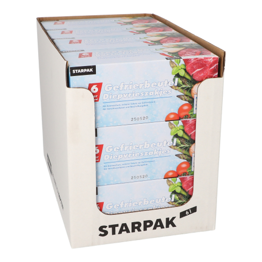Papstar Gefrierbeutel, LLDPE 6 l 46 cm x 30 cm transparent in Faltschachtel
