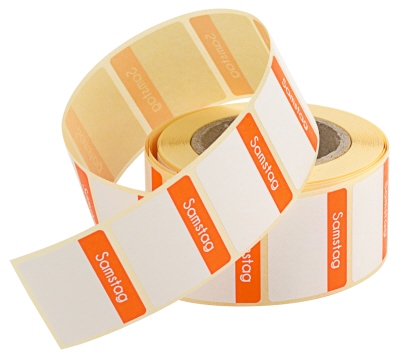 Contacto Etiketten Samstag ORANGE 500 Stück auf Rolle