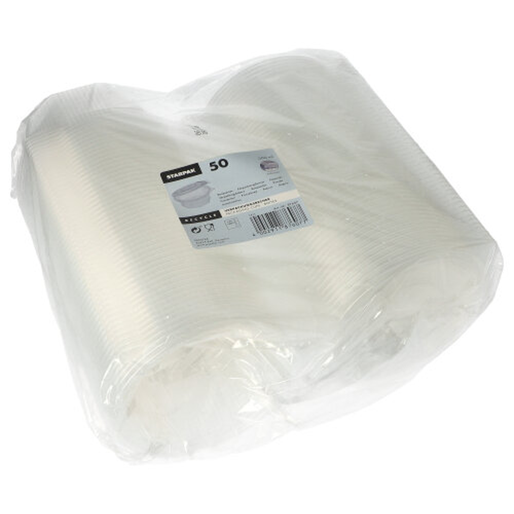 PAPSTAR Verpackungsbecher mit Klappdeckeln, PP 8-eckig 500 ml 5,6 cm x 11 cm