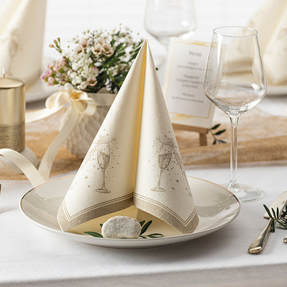 Papstar Servietten "ROYAL Collection" 1/4-Falz 40 cm x 40 cm gold "Festivities"