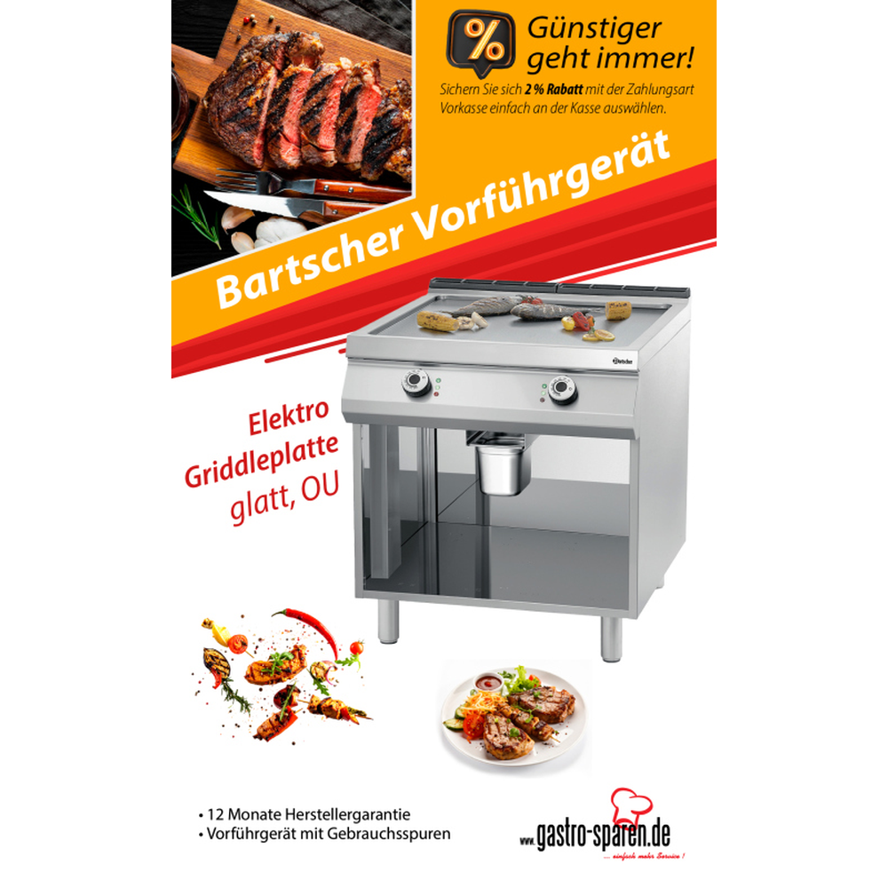 Bartscher Elektro-Griddleplatte, glatt, OU Vorführgerät 