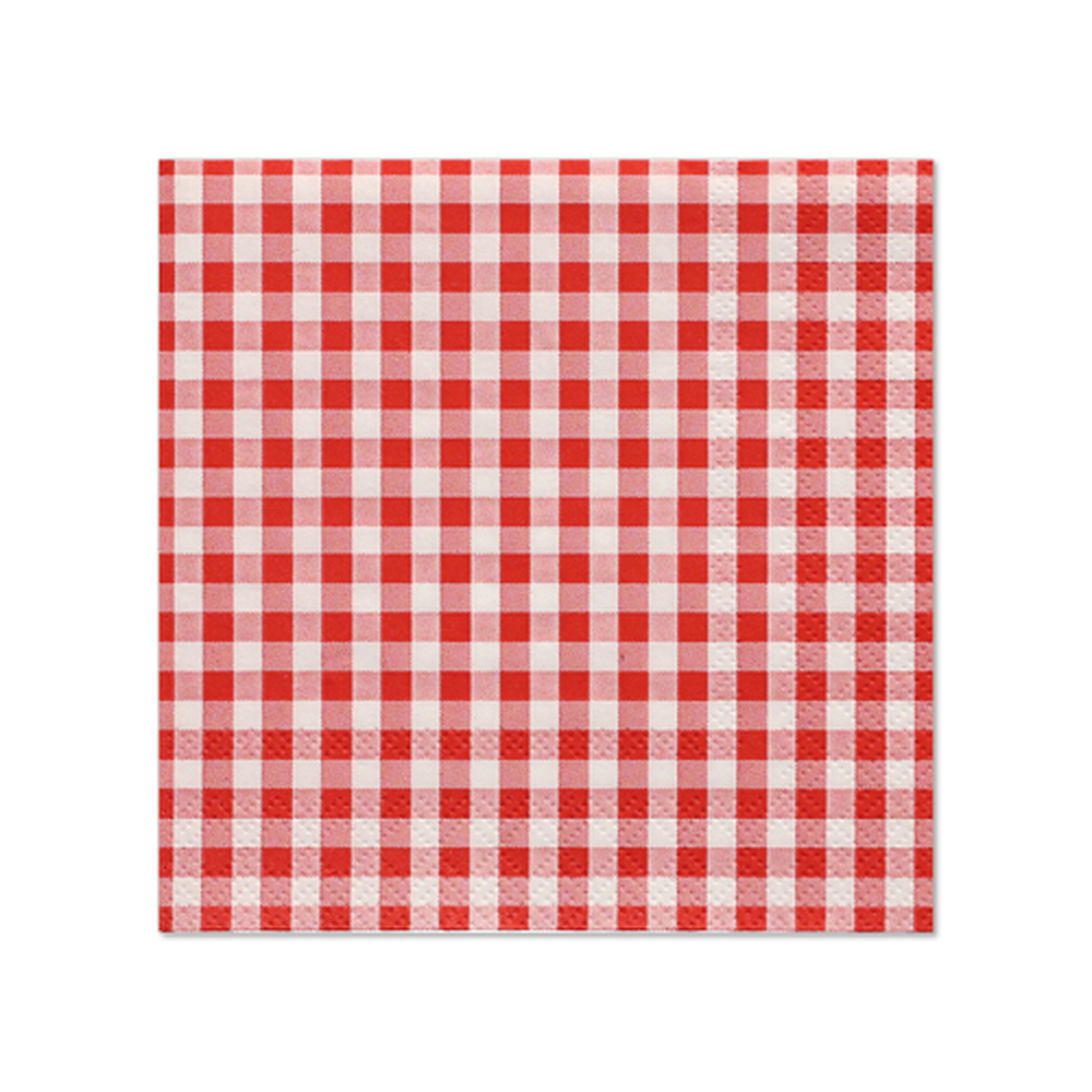 Papstar Servietten, 3-lagig 1/4-Falz 25 cm x 25 cm rot "Vichy Karo"