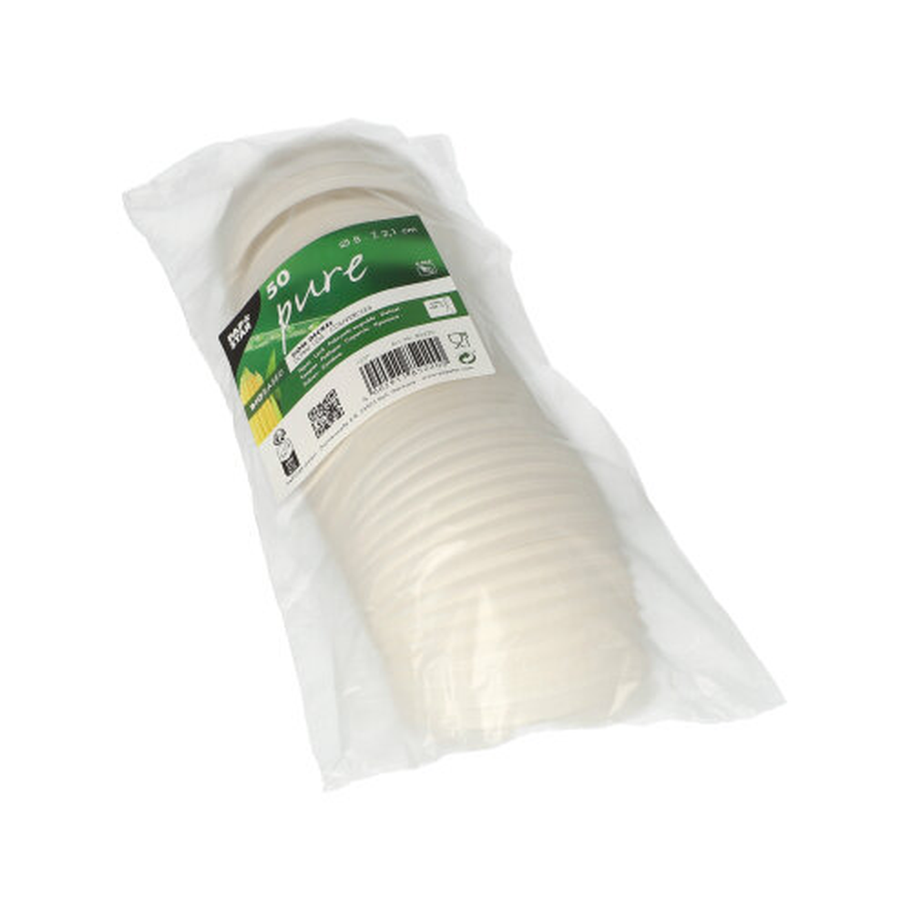 Papstar Dom-Deckel, C-PLA rund Ø 8 cm · 2,1 cm weiss