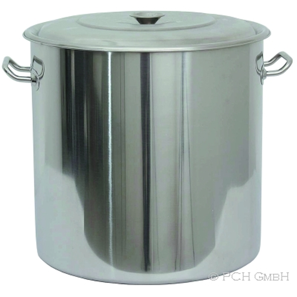 WAS Abfallbehälter mit Deckel, Ø 42 cm, 47,5 ltr., Chromnickelstahl