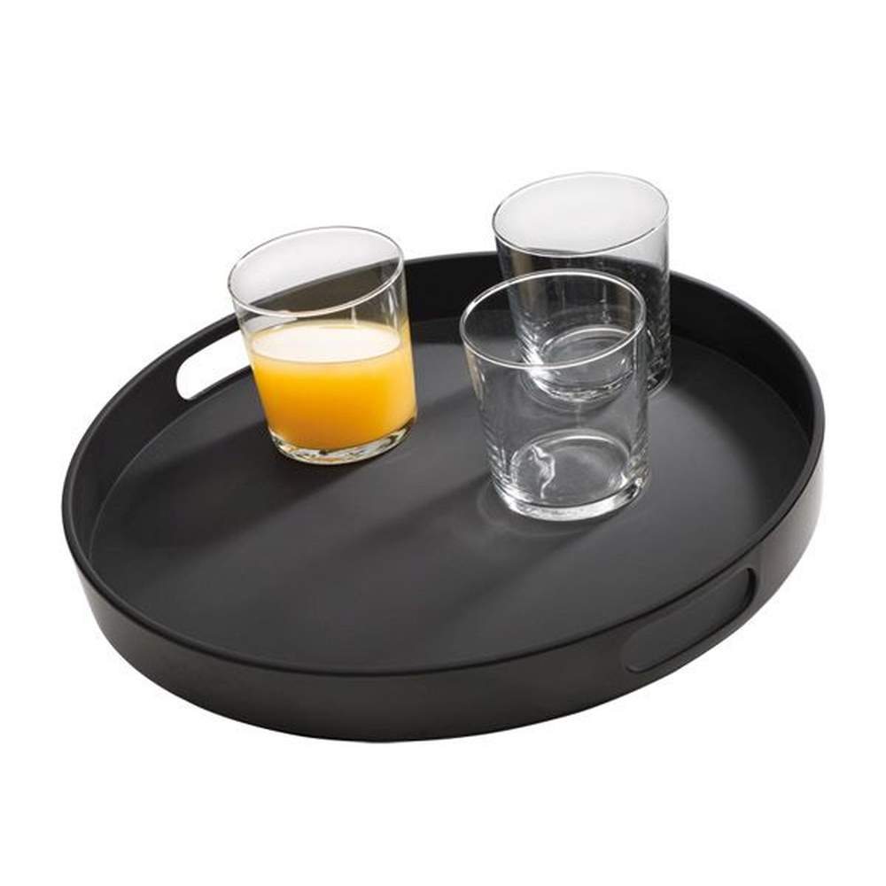 APS Tablett -BISTRO- Ø 35,5 cm, H: 4,5 cm , Melamin, schwarz