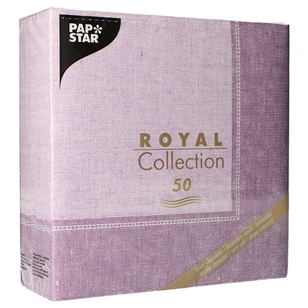 Papstar Servietten "ROYAL Collection" 1/4-Falz 40 cm x 40 cm flieder "Linum"