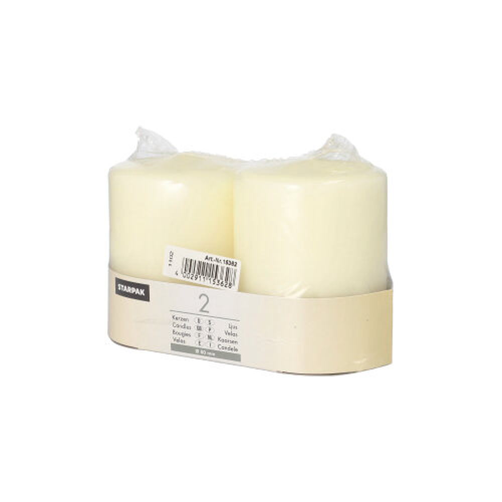 Papstar Stumpenkerzen Ø 80 mm · 100 mm elfenbein "Ivory" mit Flachkopf