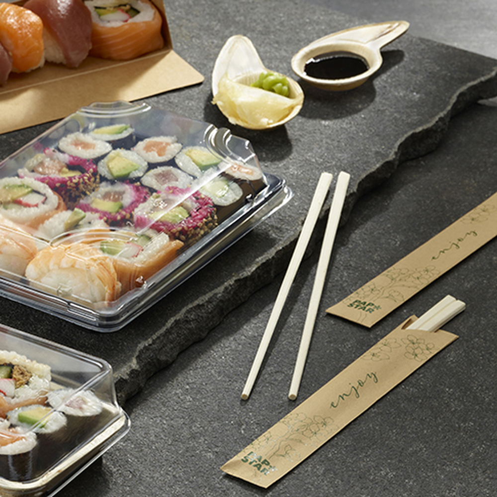 Papstar Paar Essstäbchen Bambus "ASIA" 21 cm einzeln gehüllt