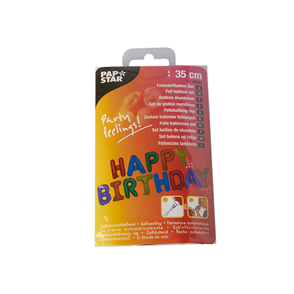 Papstar Folienluftballon-Set farbig sortiert "Happy Birthday"
