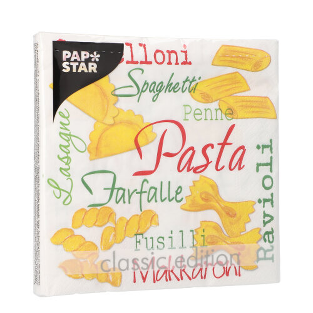 Papstar Servietten, 3-lagig 1/4-Falz 33 cm x 33 cm "Pasta"