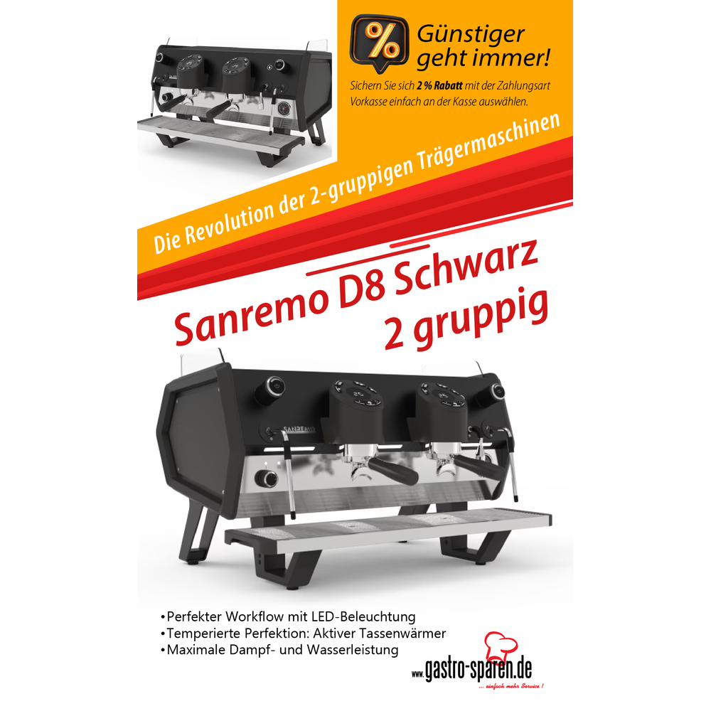 Sanremo D8 Schwarz 2 gruppig