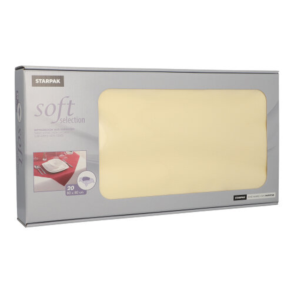 Papstar Mitteldecken, stoffähnlich, Vlies "soft selection" 80 cm x 80 cm creme