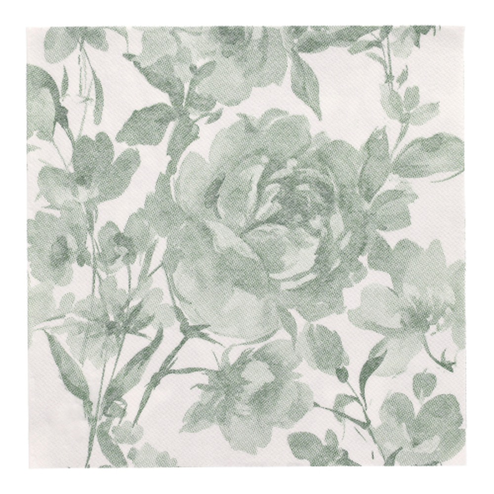 Papstar Servietten "ROYAL Collection" 1/4-Falz 40 cm x 40 cm dunkelgrün "Rose"