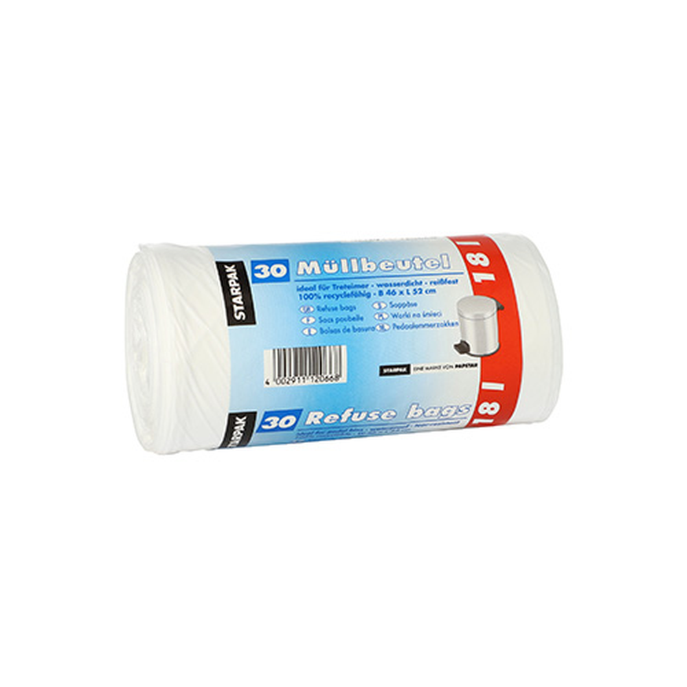 Papstar Müllbeutel, LDPE 18 l 52 cm x 46 cm weiss