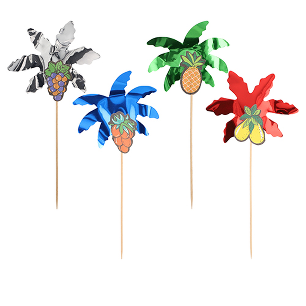 Papstar Deko-Picker 19,5 cm farbig sortiert "Palmblätter"