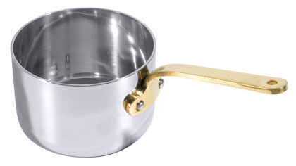 Contacto Stielkasserolle 7 cm, tief Edelstahl mit Messinggriff