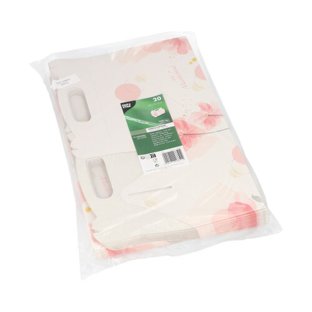 Papstar Gebäck-Kartons, Pappe eckig 20 cm x 13 cm x 9 cm rosé mit Tragegriff