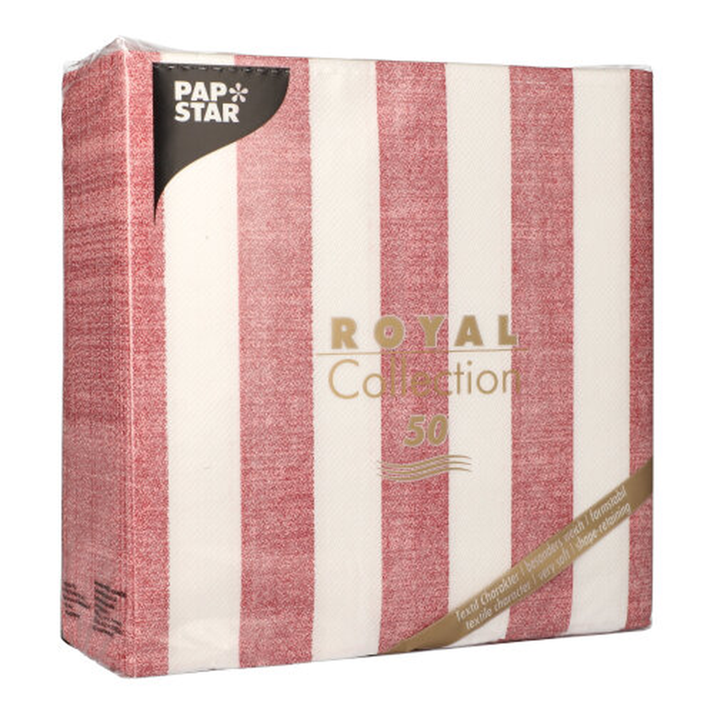 Papstar Servietten "ROYAL Collection" 1/4-Falz 40 cm x 40 cm bordeaux "Lines"