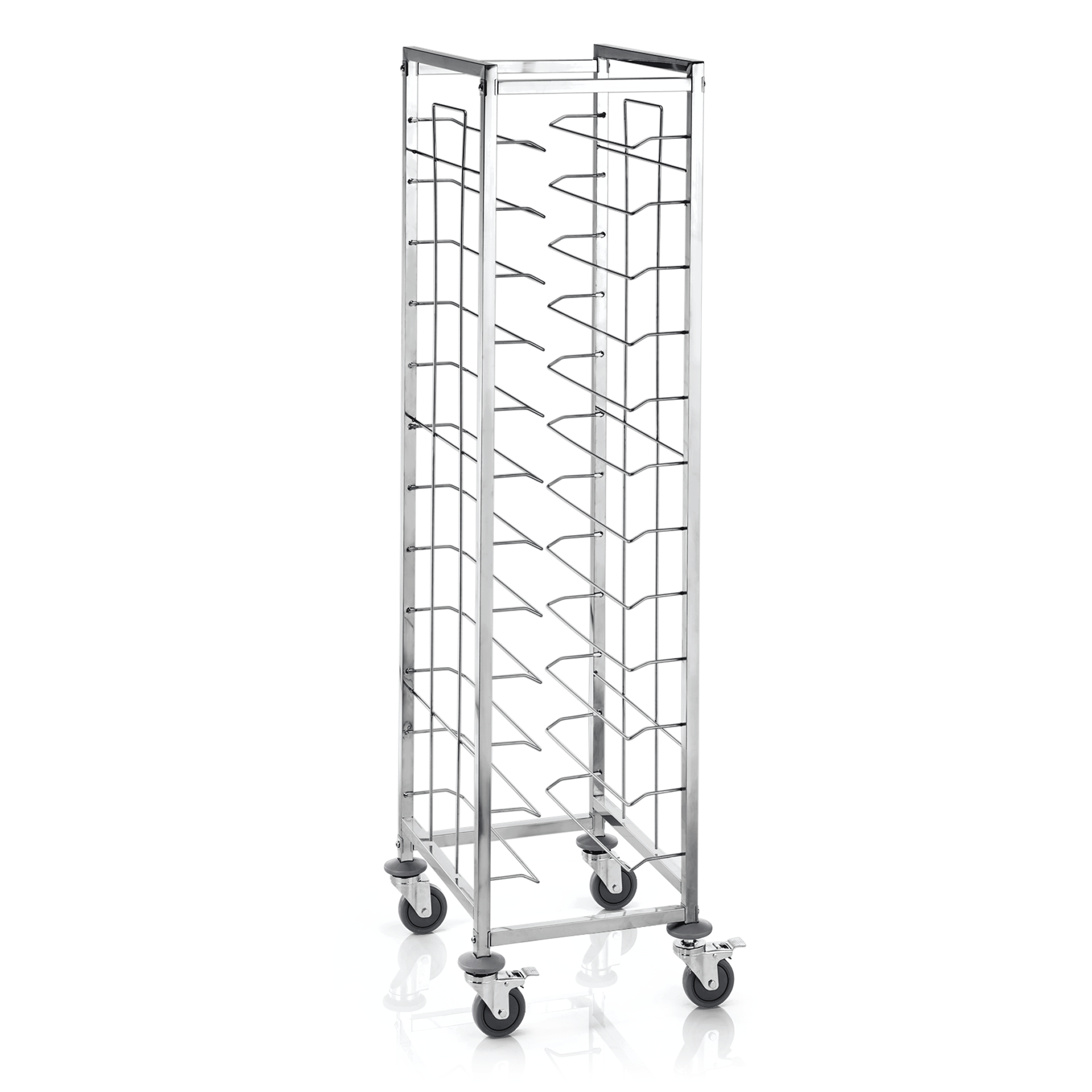 WAS Tablettwagen für 12 Tabletts 45,5 x 35,5 cm, 53 x 42 x 180 cm, Chromnickelst