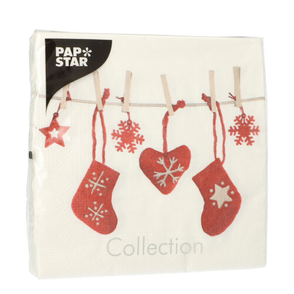 Papstar Servietten, 3-lagig 1/4-Falz 33 cm x 33 cm "Chaussettes"