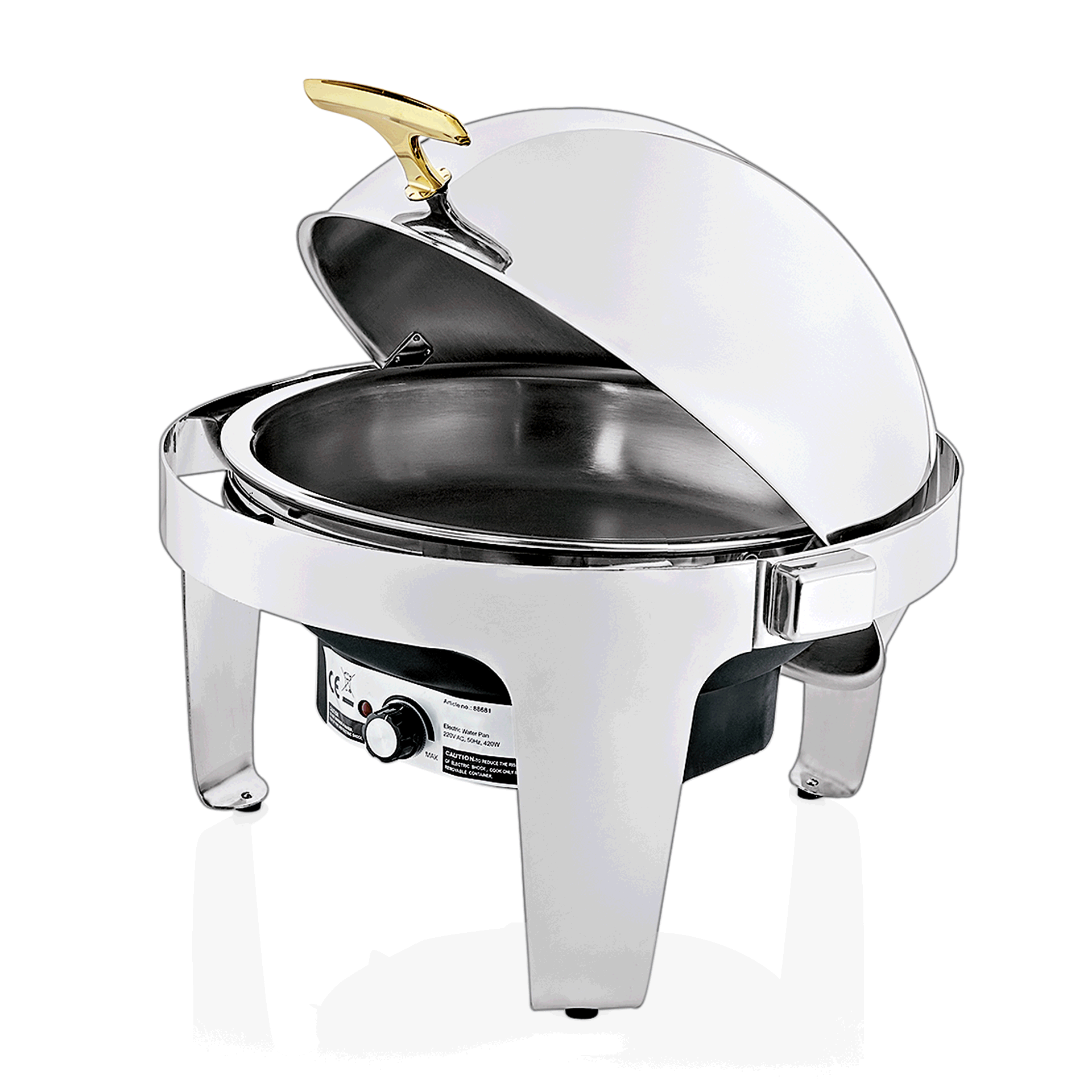 WAS Elektro Chafing Dish, 6,8 ltr., Ø 39,5 cm, Höhe 45 cm, Chromnickelstahl, Pol