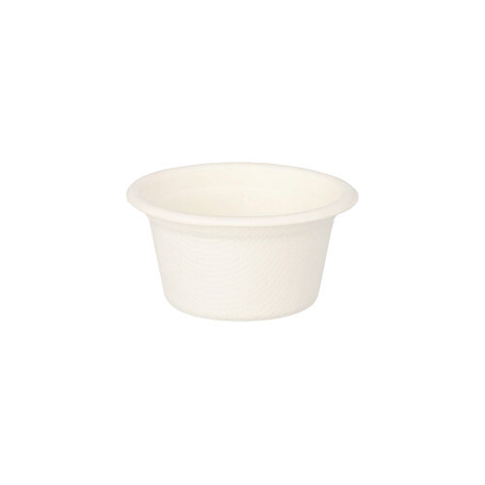 Papstar Dressingschalen, Zuckerrohr "pure" 60 ml Ø 6 cm · 3 cm weiss