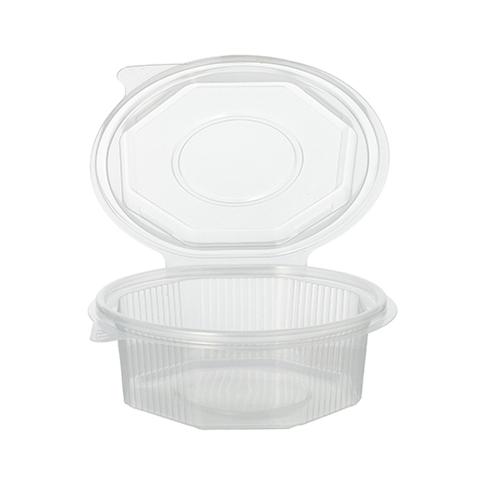 PAPSTAR Verpackungsbecher mit Klappdeckeln, PP 8-eckig 375 ml 4,2 cm x 11 cm