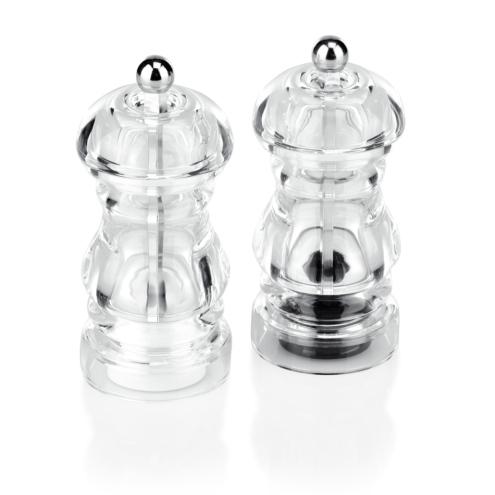 WAS Salz-/Pfeffermühlen Set, Ø 5,5 cm, Höhe 13 cm, Edelstahl, Keramik, Acryl