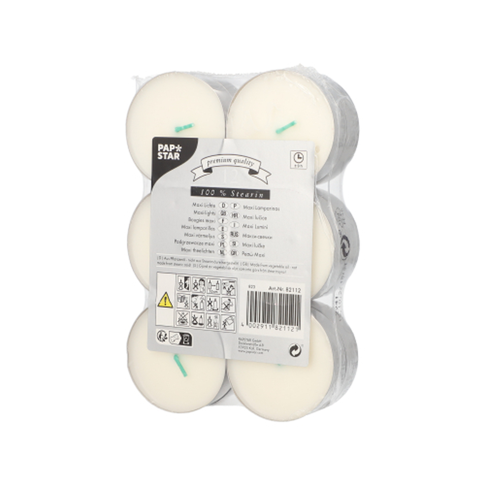 Papstar Maxi Lichte Ø 59 mm · 20 mm weiss aus 100 % Stearin