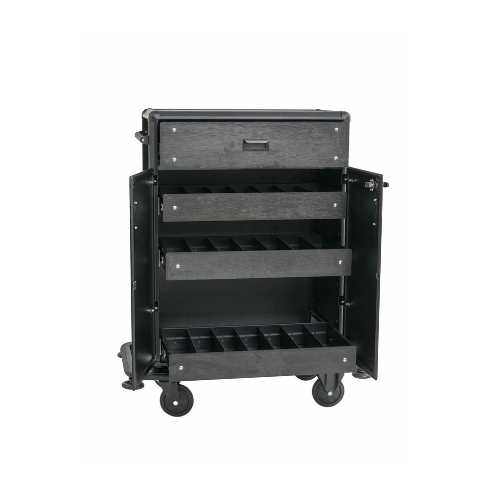WAS Minibar Servicetrolley, 87 x 48 x 130 cm, Aluminium, HPL, ABS-Kunststoff
