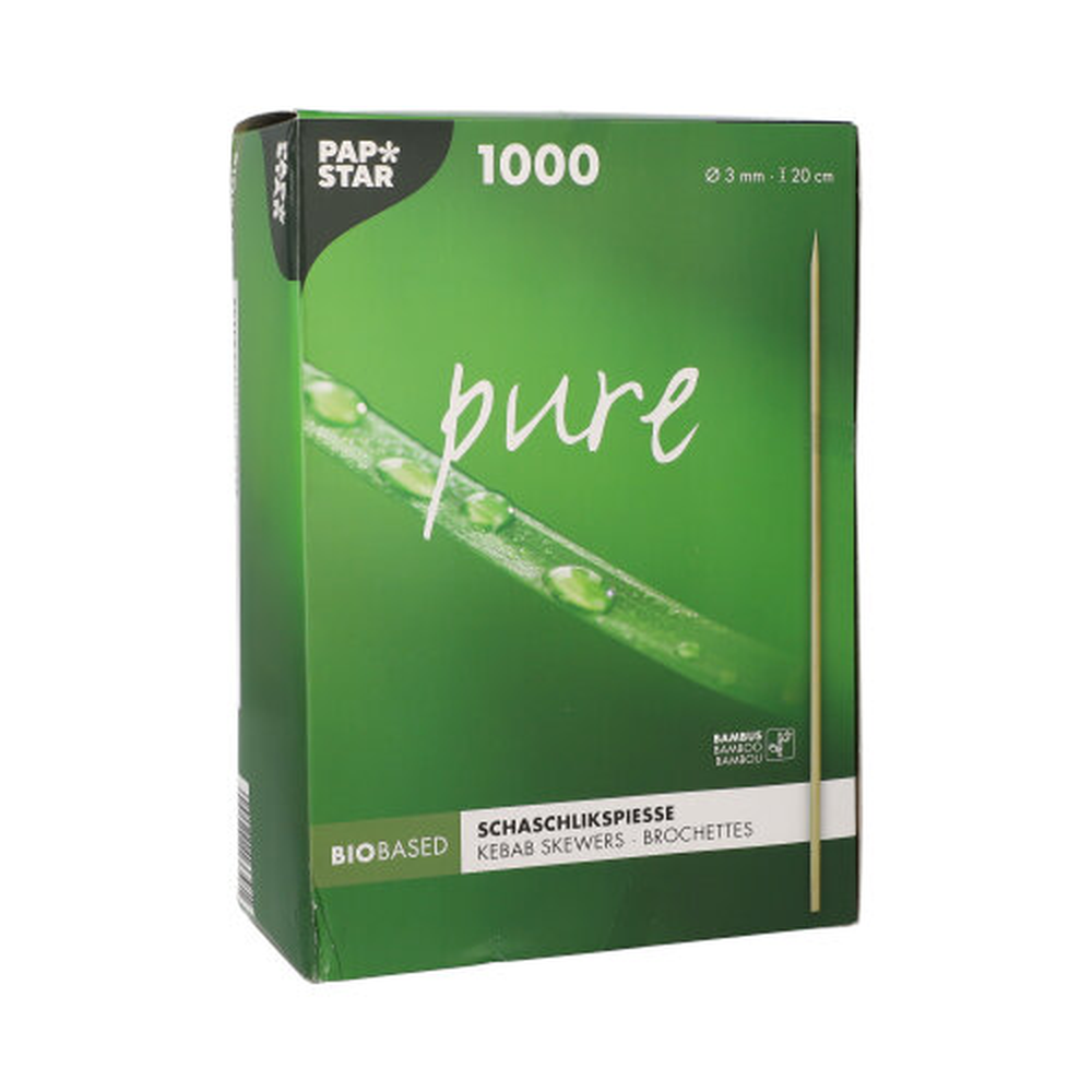Papstar Schaschlikspieße, Bambus "pure" Ø 3 mm · 20 cm