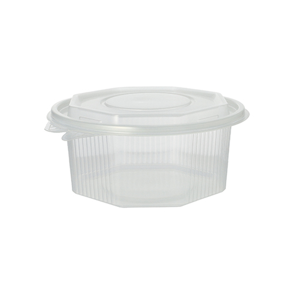 PAPSTAR Verpackungsbecher mit Klappdeckeln, PP 8-eckig 750 ml 6,1 cm x 13 cm