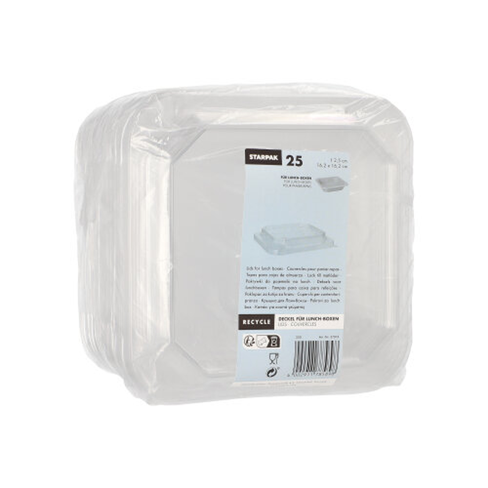 Papstar Deckel für Lunchboxen PET eckig 2,5 cm x 16,2 cm x 16,2 cm transparent