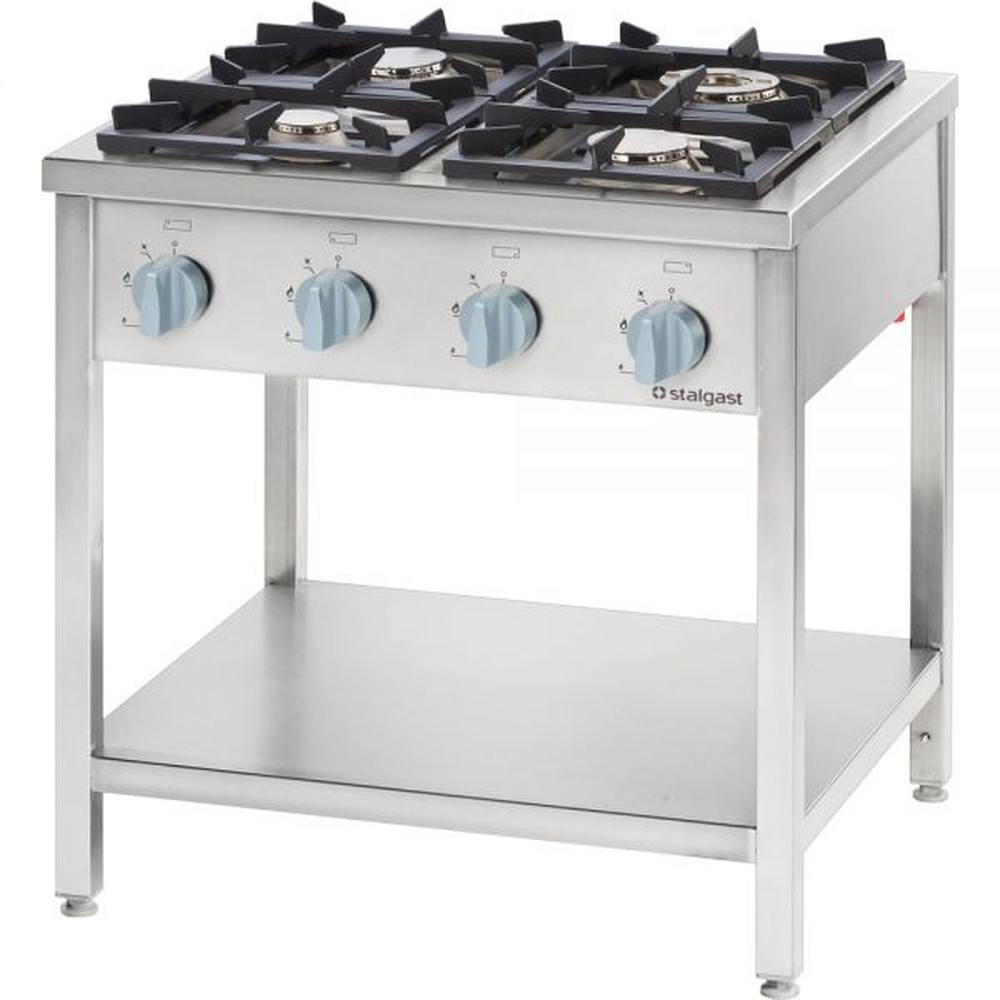 Stalgast Gasherd Serie 700 - G20, 4-Brenner (3,5+5+2x7), 800 x 700 x 850 mm (BxT