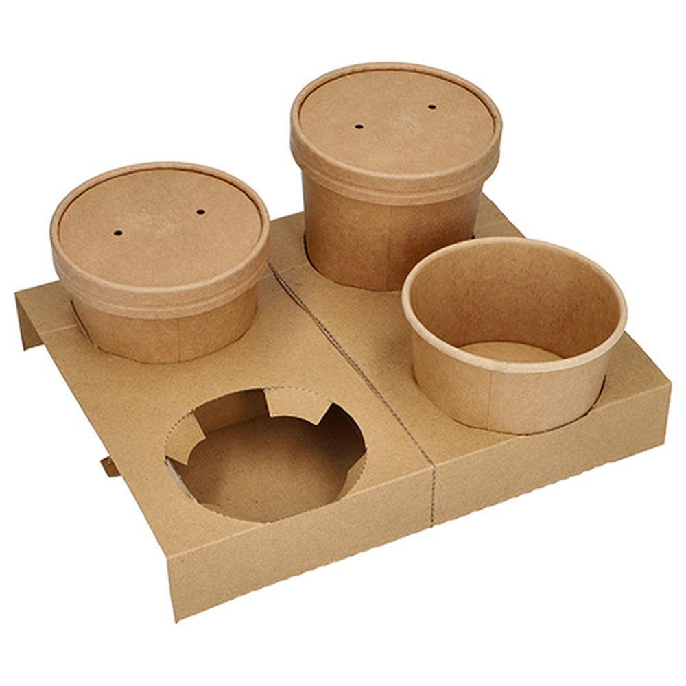 PAPSTAR Tragetabletts, Pappe pure 3,6 cm x 19,8 cm x 24,1 cm braun für 4 Su