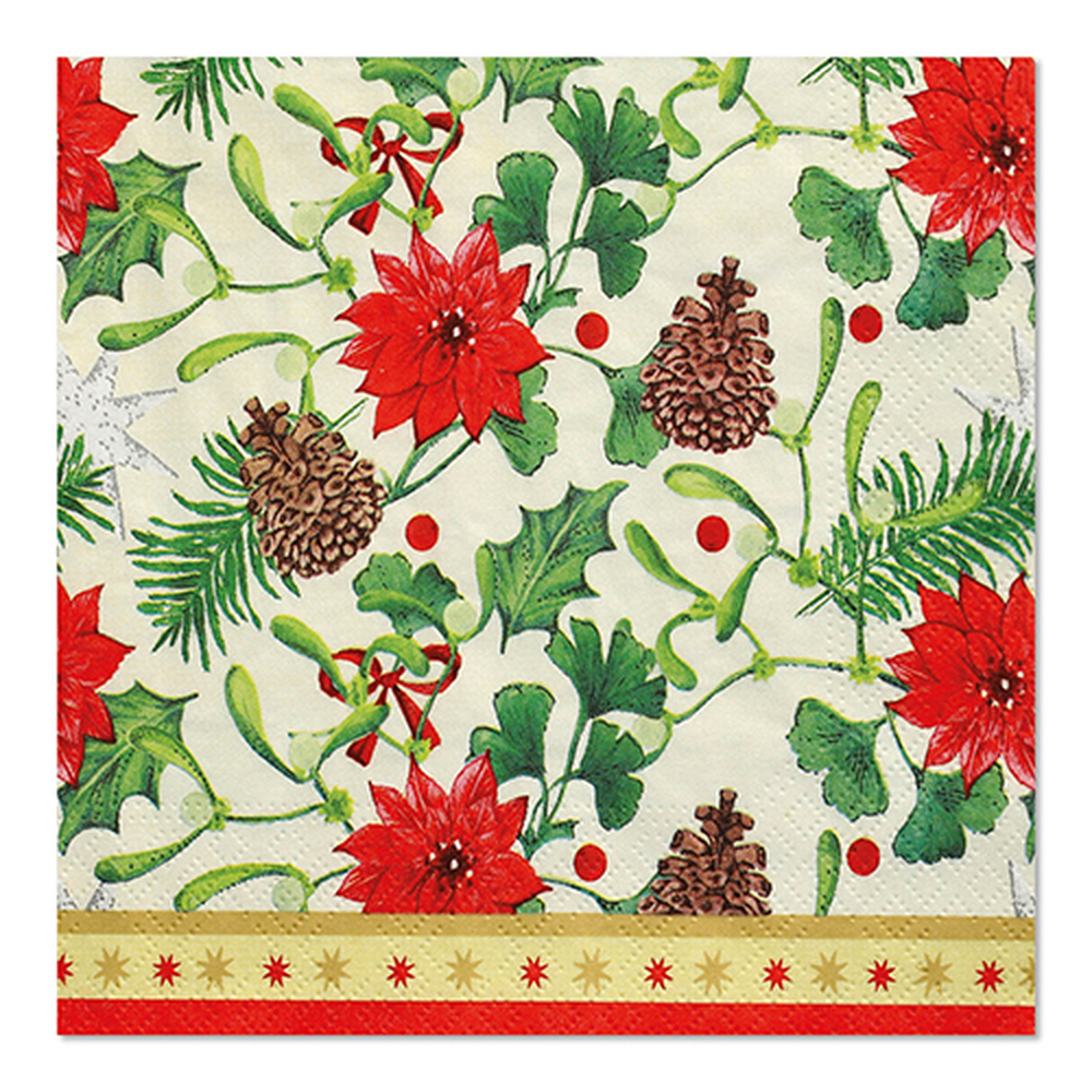 Papstar Servietten, 3-lagig 1/4-Falz 33 cm x 33 cm "Winterly"