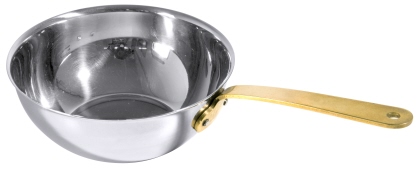 Contacto Mini Wok aus Edelstahl 12 cm mit Stiel aus Messing