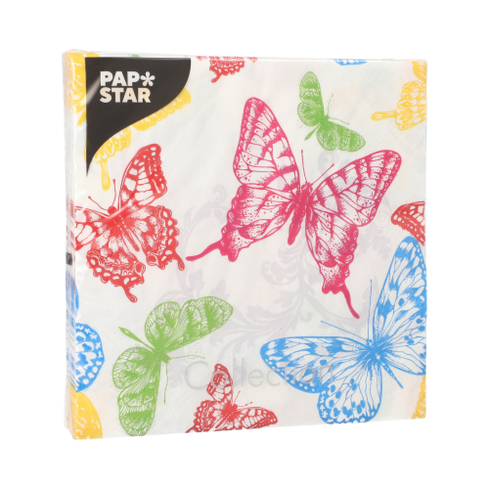 Papstar Servietten, 3-lagig 1/4-Falz 33 cm x 33 cm "Delicate Butterflies"